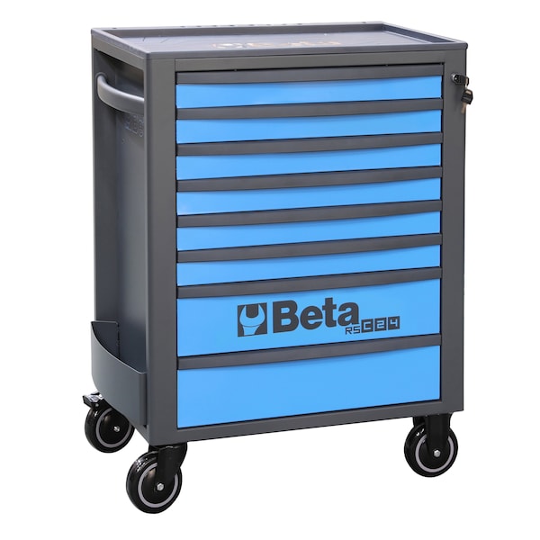 Beta Rolling Tool Cabinet, 8 Drawer, Blue, Steel, 29 in W x 17-1/2 in D x 38 in H 024004686 - main